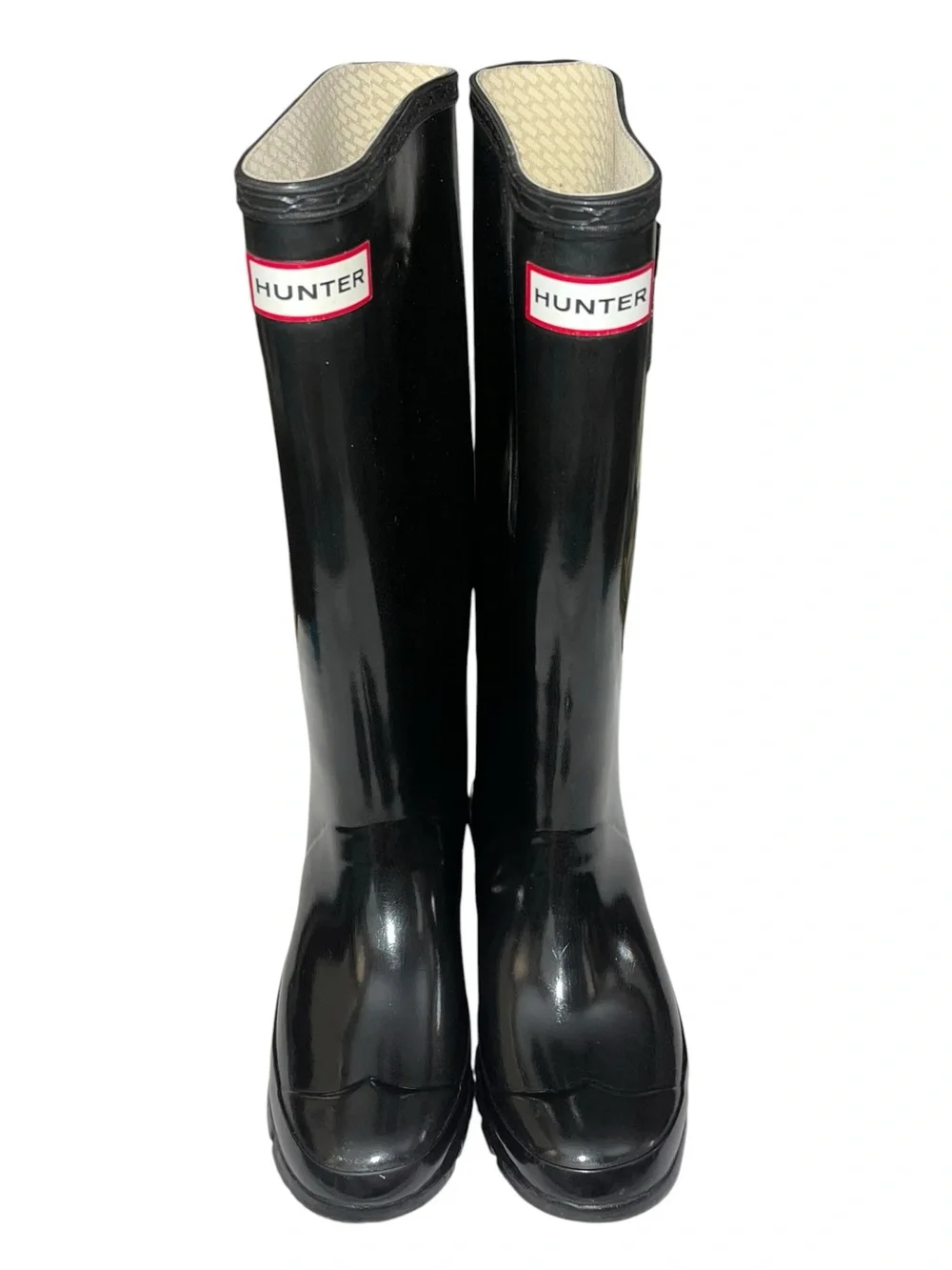 Hunter Glossy Tall Black Boots - Size 6